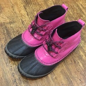 Sorel Pink/Black Leather Rain Boots